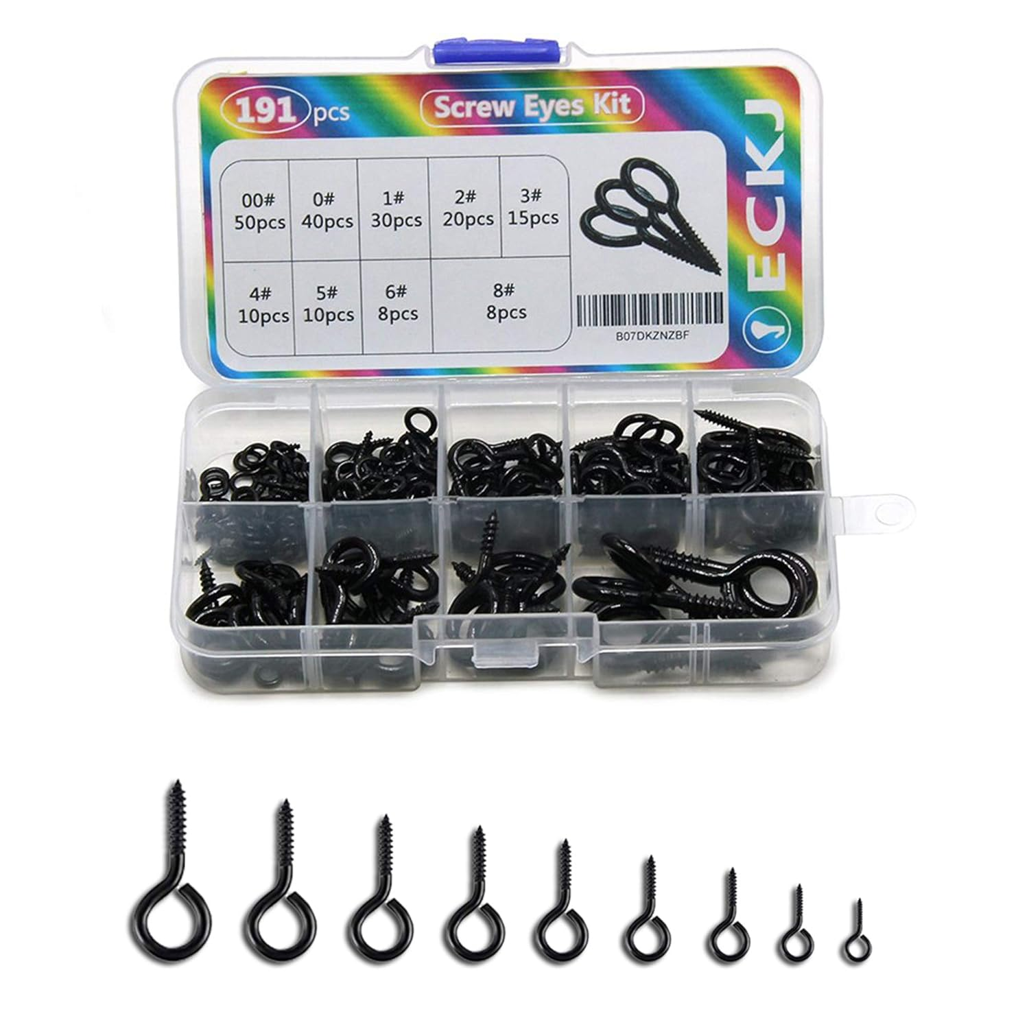 191Pcs Screw Eyes Zinc Plated Metal Eye Hook Screw Self Tapping Screws Includes