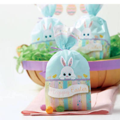 40 Wilton 4'' x 9.5'' x 2'' Cellophane Happy Easter Bunny Party Treat Favor Bags 