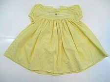Vtg HANDMADE Dress Girls 18-24 mo Yellow Baby Doll Style S/S QUALITY Tiny Spots