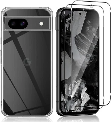 MSM Funda + 2X Cristal Protector para Google Pixel 8A Lámina Blindada Full Screen Case Slim 9H