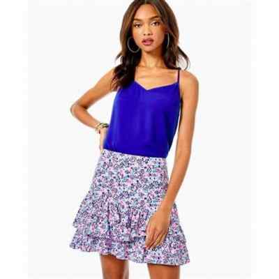 Lilly Pulitzer Tilly Fun Sun Repeat Ditsy FloralRuffle Tiered Mini Skirt Sz 14