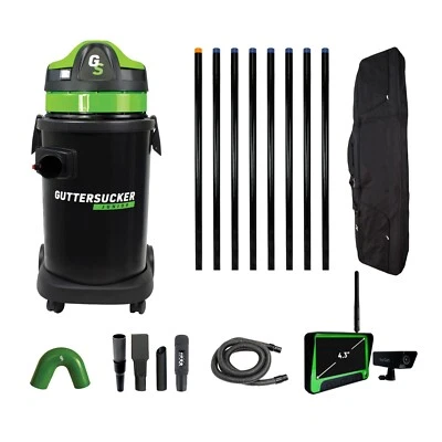GUTTER SUCKER Gutter Cleaning Vacuum & Inspection Camera - Guttersucker 8 Pole Package.