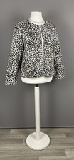 Chico’s Size 3 Uk 18 Short Quilted Jacket Animal Print Lightweight Zip Bomber