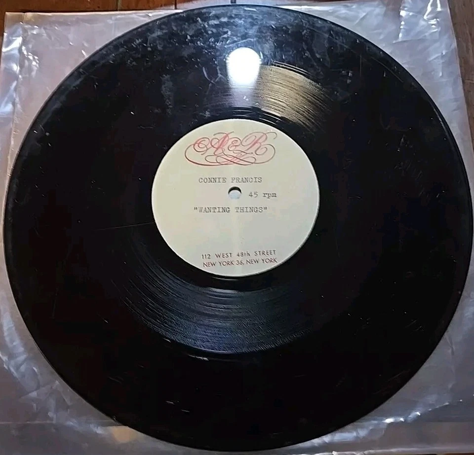 Connie Francis - Very Rare 1 Sided 10" Acetate 45rpm "Wanting Things" - Image 2 of 3