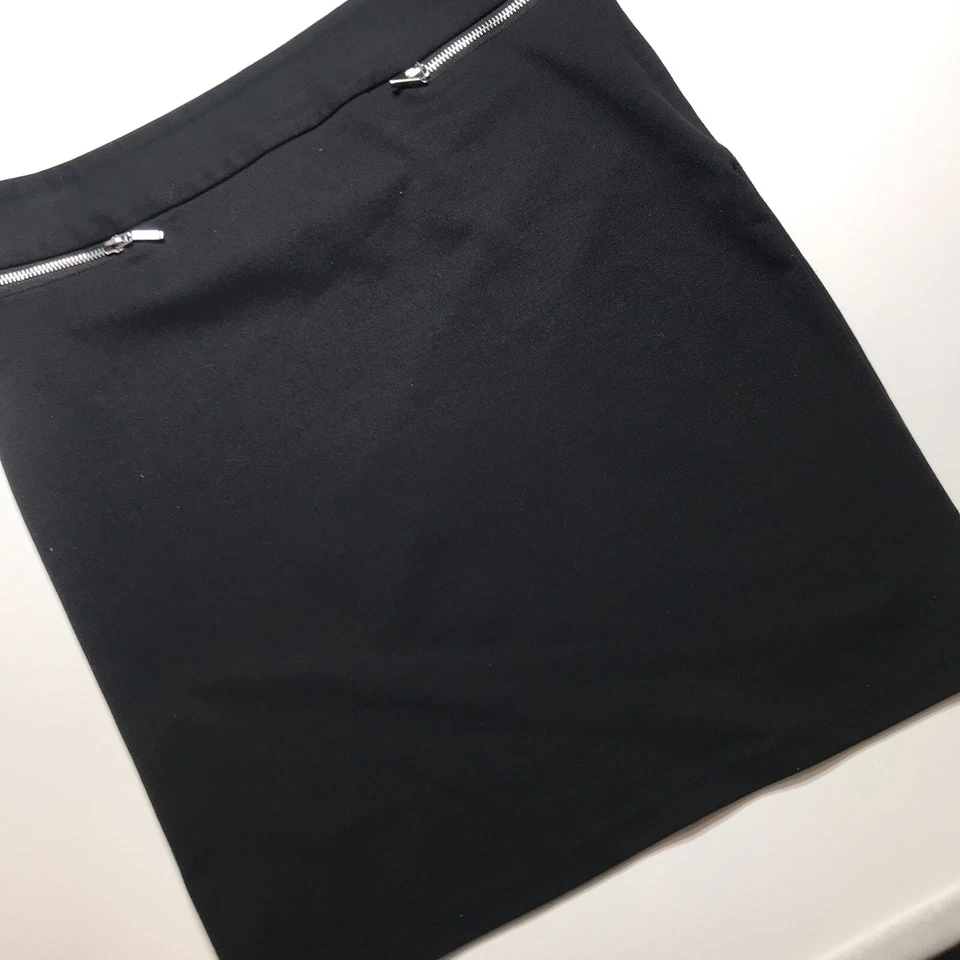 Heart Crush Skirt Juniors Size 9 Black Knit Zip-Closure Pockets Office Career - Image 3 of 4
