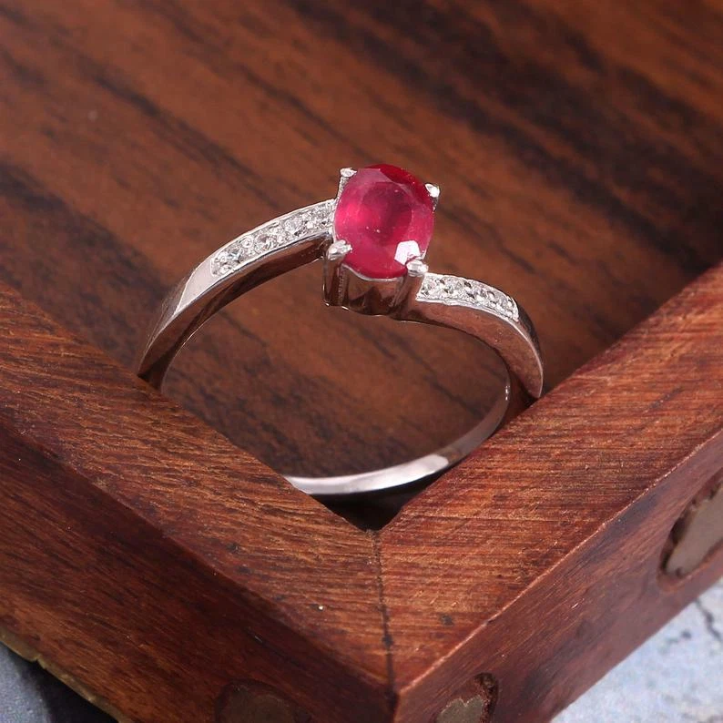 Silver ruby hotsell engagement rings
