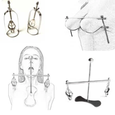 Adjustable Stainless Steel Breast Clip Clamps Strapon Torture Binding Restraint