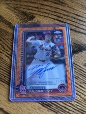 2025 Topps Chrome Update Michael McGreevy Auto RC Orange Wave Ref 3/25
