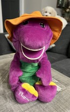 Barney Dinosaur Plush Vintage 90s Floppy Hat Purple Orange Lyons 15" Working