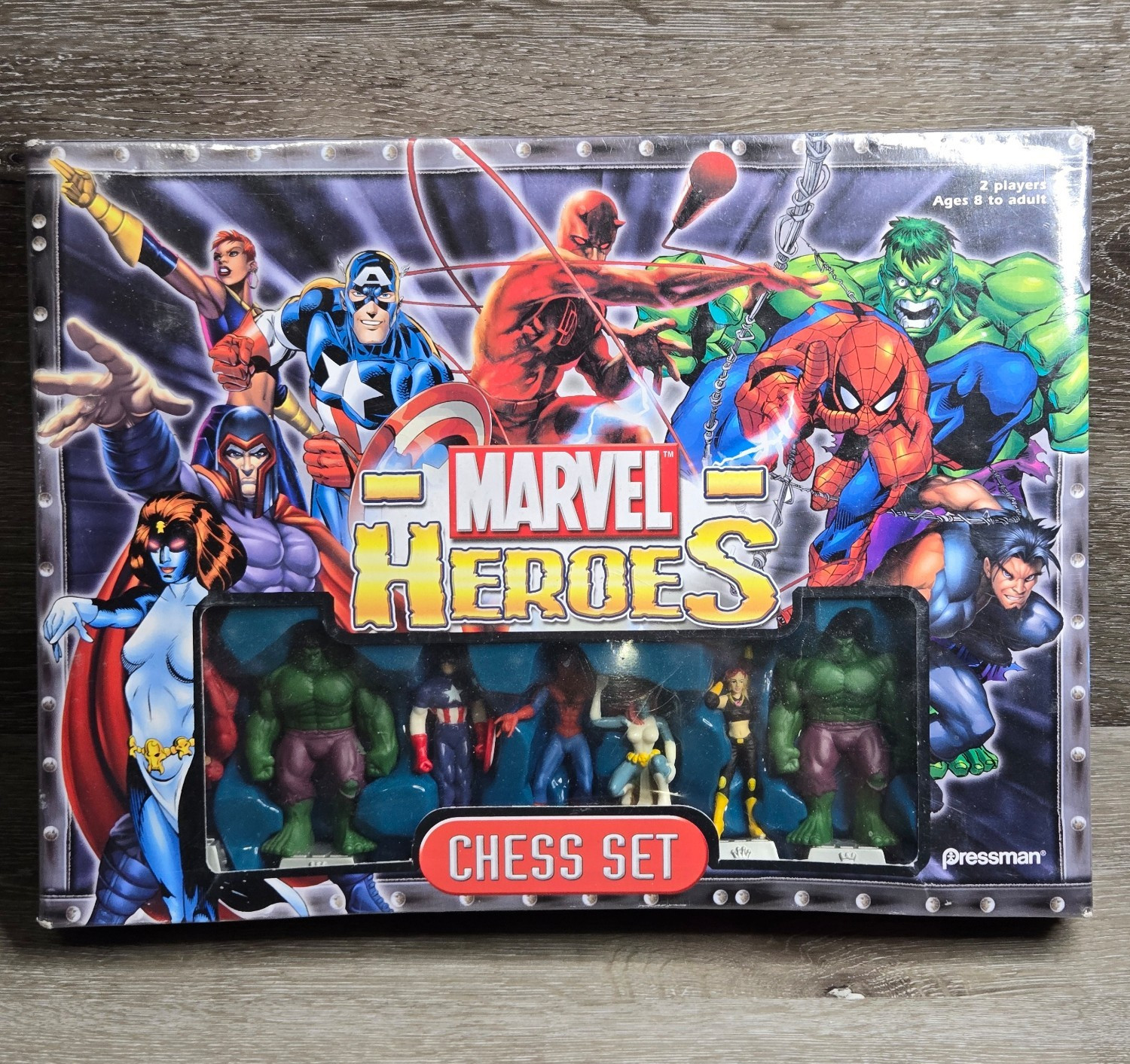 RARE Marvel Heroes Chess Set Pressman 2003 Complete Set + Bo
