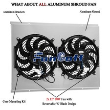 26" x 19'' CROSS FLOW ALUMINUM SHROUD & DUAL 12" FAN UNIVERSAL