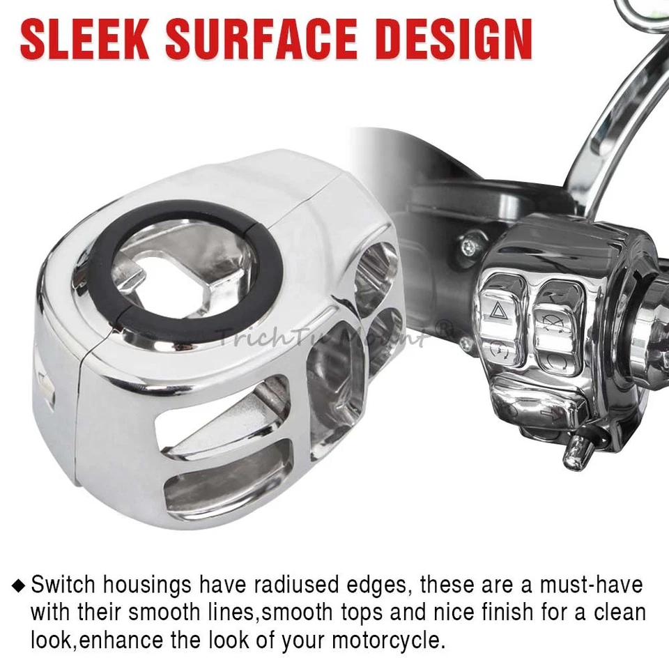 For Harley Davidson 14+ Touring Chrome Left Right Handlebar Switch Housing Cover - Image 4 of 4