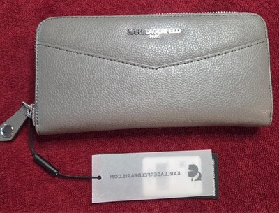 Karl Lagerfeld Paris Wallet Double Zipper Gray Color New with Tags