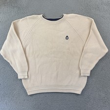 Vintage Chaps Ralph Lauren Sweater Mens XL Ivory Ribbed Knit 90s Preppy Nautical