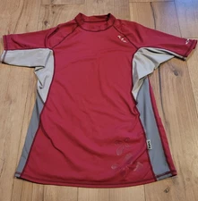 NRS Swim Shirt Womens XL 50 UPF Hydrosilk Short Sleeve Paddle Top Red Grey