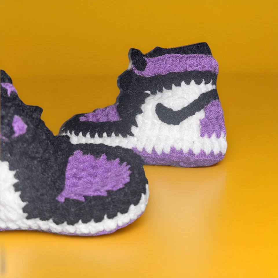 Nuevo Nike Dunk Air Jordan Zapatos de Bebé Tejidos a Mano Unisex Hechos a Mano Púrpura 11 cm Foto 4 de 4