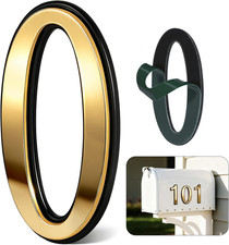 4 Inch Gold House Numbers for Outside, Self-Adhesive Mailbox Numbers with Exclu