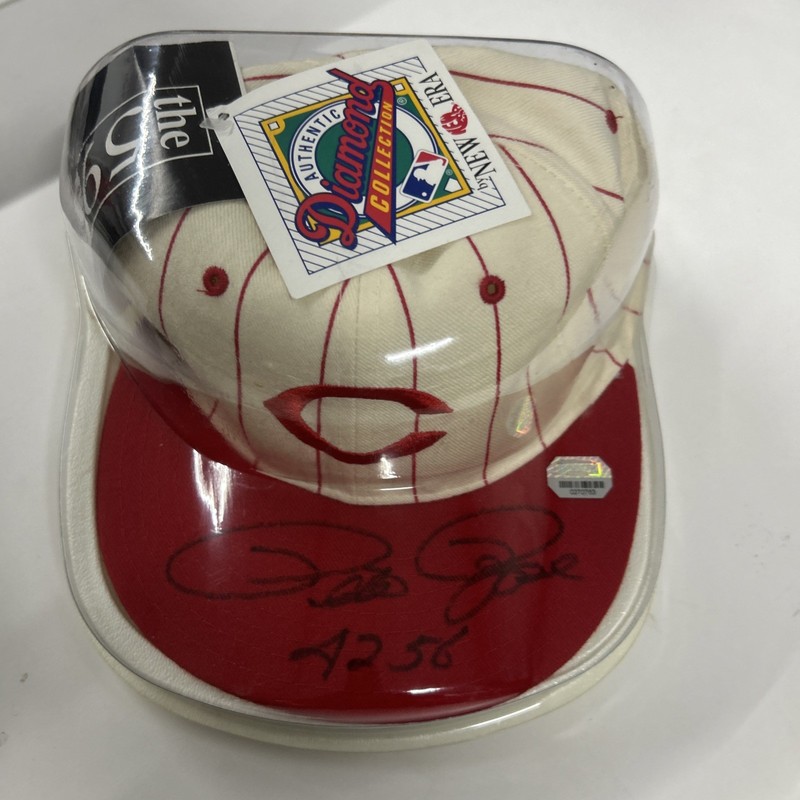 Pete Rose Signed Authentic Roman Reds Hat New Era 4256 Autograph Fanatics COA