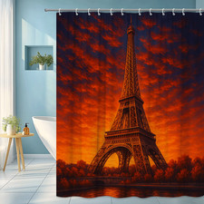 Eiffel Tower Sunset Shower Curtain - Paris Home Decor