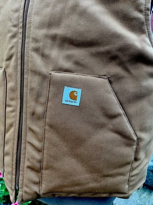 Carhartt V01 BRN Brown Vest Duck Canvas Arctic Quilted Men's Size