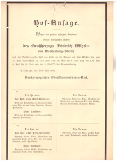 Hof Ansage Trauer Karlsruhe 1904 Großherzog Friedrich Wilhelm von Mecklenburg(94