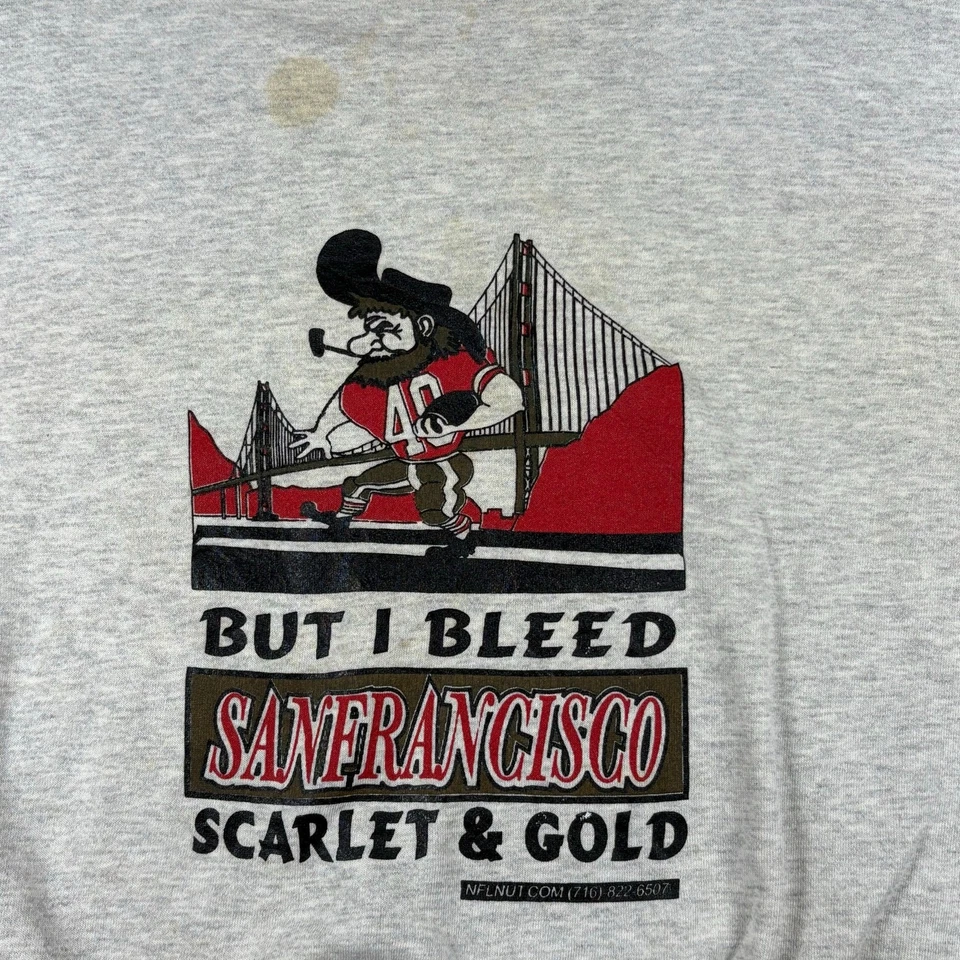 VTG San Francisco 49ers Sweatshirt But I Bleed Scarlet & Gold Pullover Sz 2XL - Image 2 of 4