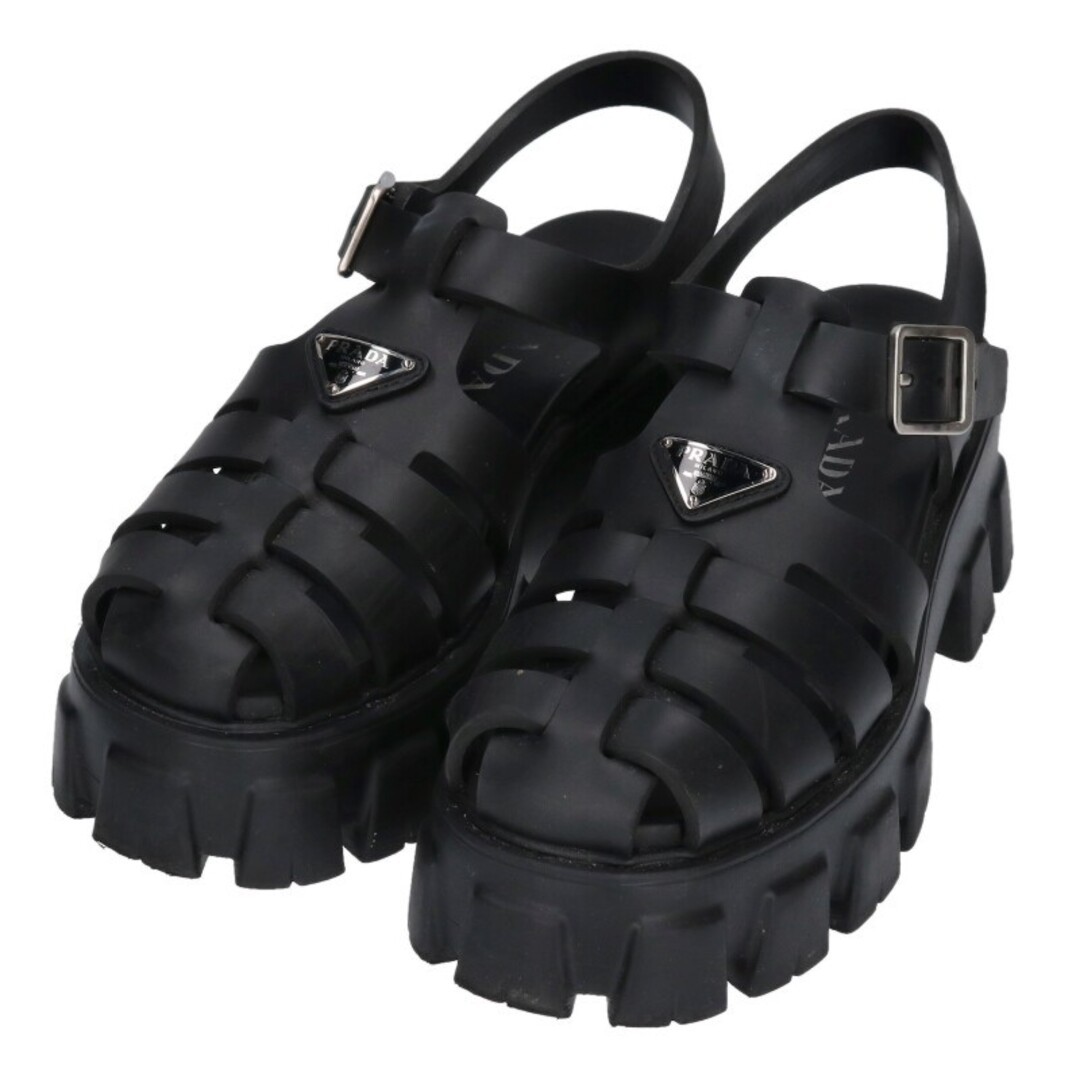 PRADA Monolith Triangular Logo Plate Leather Sand… - image 2