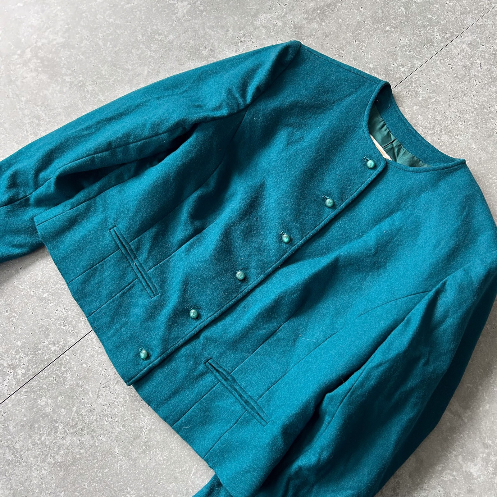 Teal Pendleton Wool Cropped Jacket - image 2