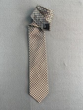 Giorgio Armani Tie Mens One Size Blue Silk Houndstooth Designer Woven Made Italy