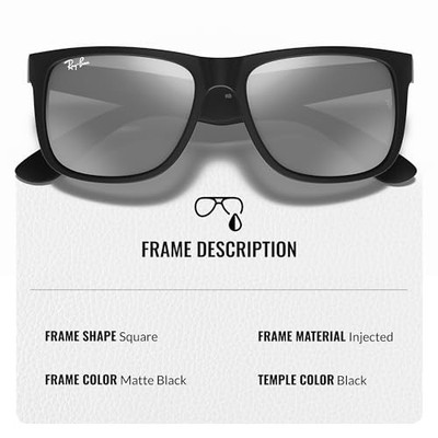 RAY-BAN RB4165-F JUSTIN 622/6G FRAME MATTE BLACK LENSES GRAY MIRROR SILVER