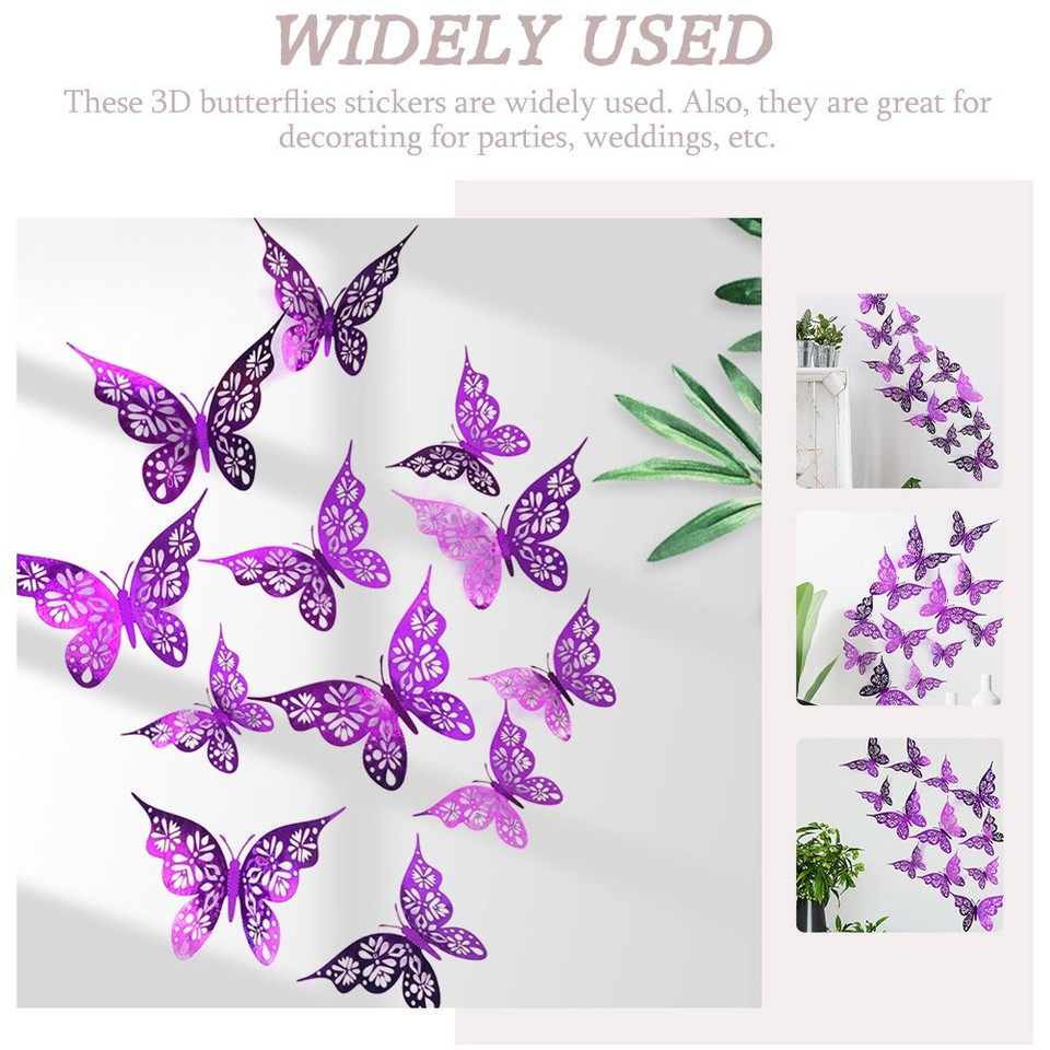 Buttrfly Sticker Set of 3 Butterflies Design Home Wall Sticker Butterfly Decals for Kids ...