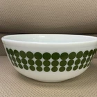 PYREX 403 White Milk Glass Green Dot Bowl Made in USA Mid-Century Modern