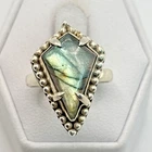 STUNNING .925 Vintage Sterling Silver Estate Ring Size 6.75 with Blue Stone