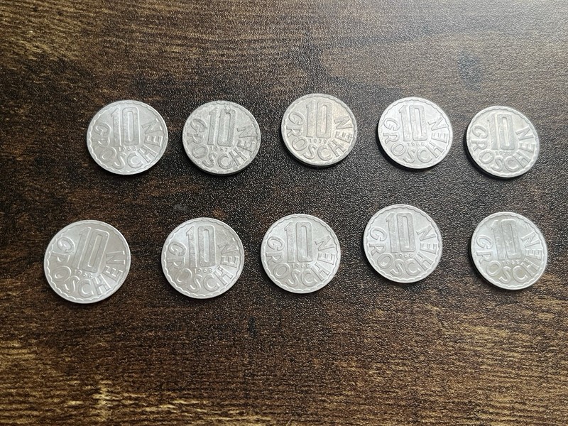 Austria Lot Of 10 Ten Coins 10 Groschen Beautiful Coins Lot 31