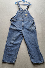 VINTAGE Carhartt Men Overalls 44X28 Blue Denim Carpenter R07DST Baggy Y2K READ