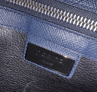 PRADA Navy Blue Saffiano Leather Portfolio Briefcase Bag Authentic PRADA Navy Blue Saffiano Leather Portfolio Briefcase Bag Authentic