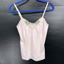 Vintage Sears pink lace satin cami top coquette pinup fairy balletcore 32 XS
