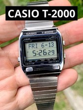 Casio T2000 Digital Watch Vintage Japan World Time Melody Chime Dictionary