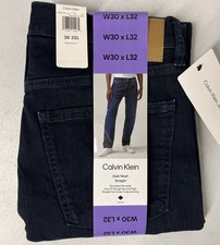 CALVIN KLEIN Men's High Stretch Straight Fit Blue Jeans DARK WASH/NAVY 30x32