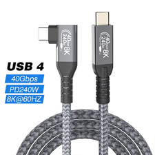 Thunderbolt USB 4 90 Degree Angle Cable 40Gbps USB4 Elbow Type C Thunderbolt3 4