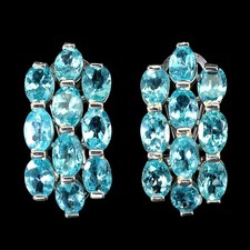 925 Sterling Silver Earrings Oval Apatite Natural Gemstone Jewelry