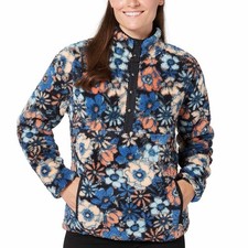 Hurley Women s Snap Super Soft Plush Fleece Sweatshirt Pullover Top in Floral XL