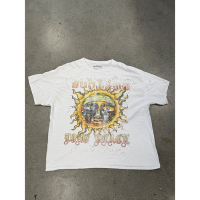 Sublime Long Beach Sun Graphic T-Shirt Mens L/XL White Distressed Thrashed