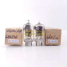 2 X 6AK5W RAYTHEON TUBE. 1950s ARMY PROD. BLACK PLATES. MATCHED PAIR. 52.2. CH16