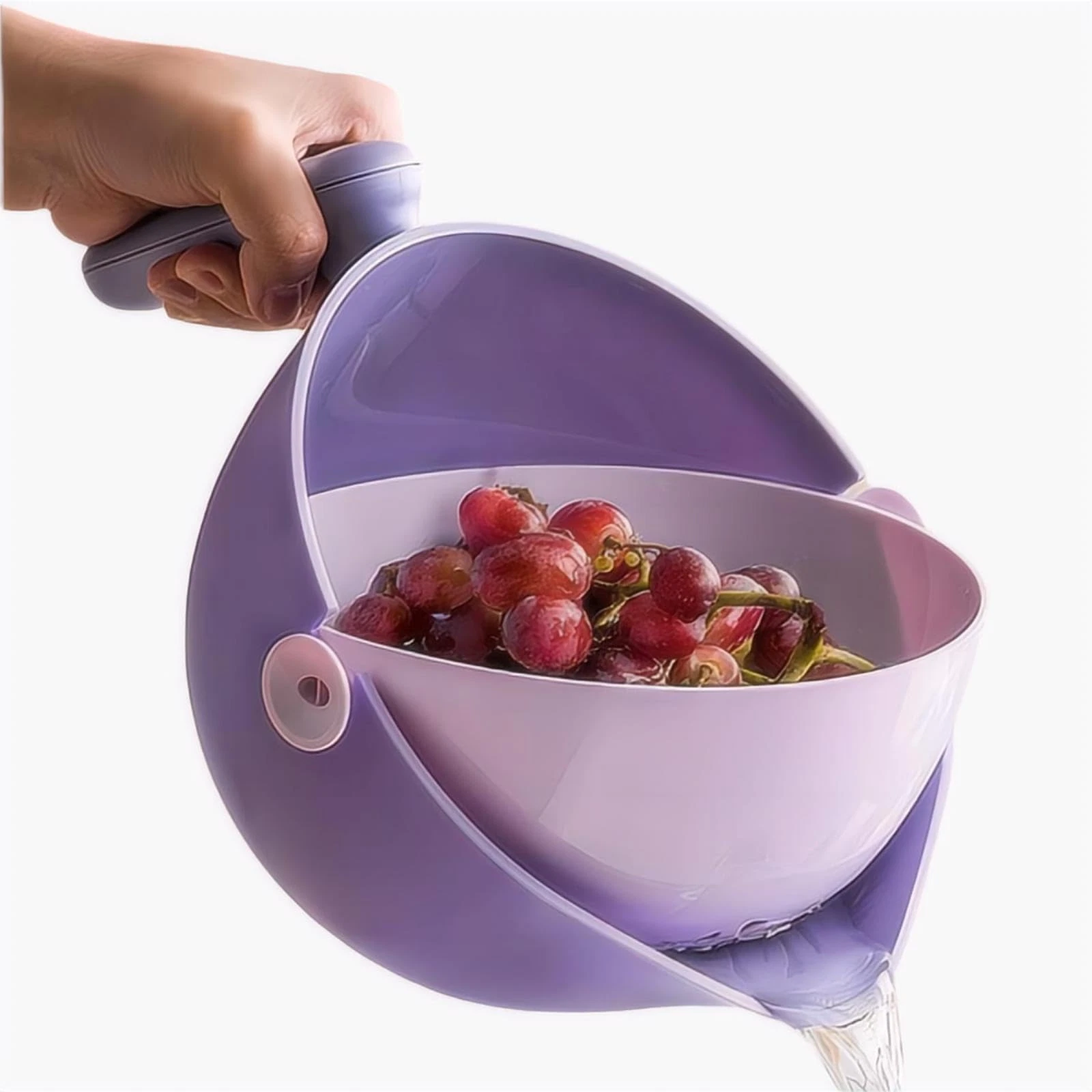 2-1 Kitchen Colander Rotating Washing Basket with Handle -home & kitchen Food...
