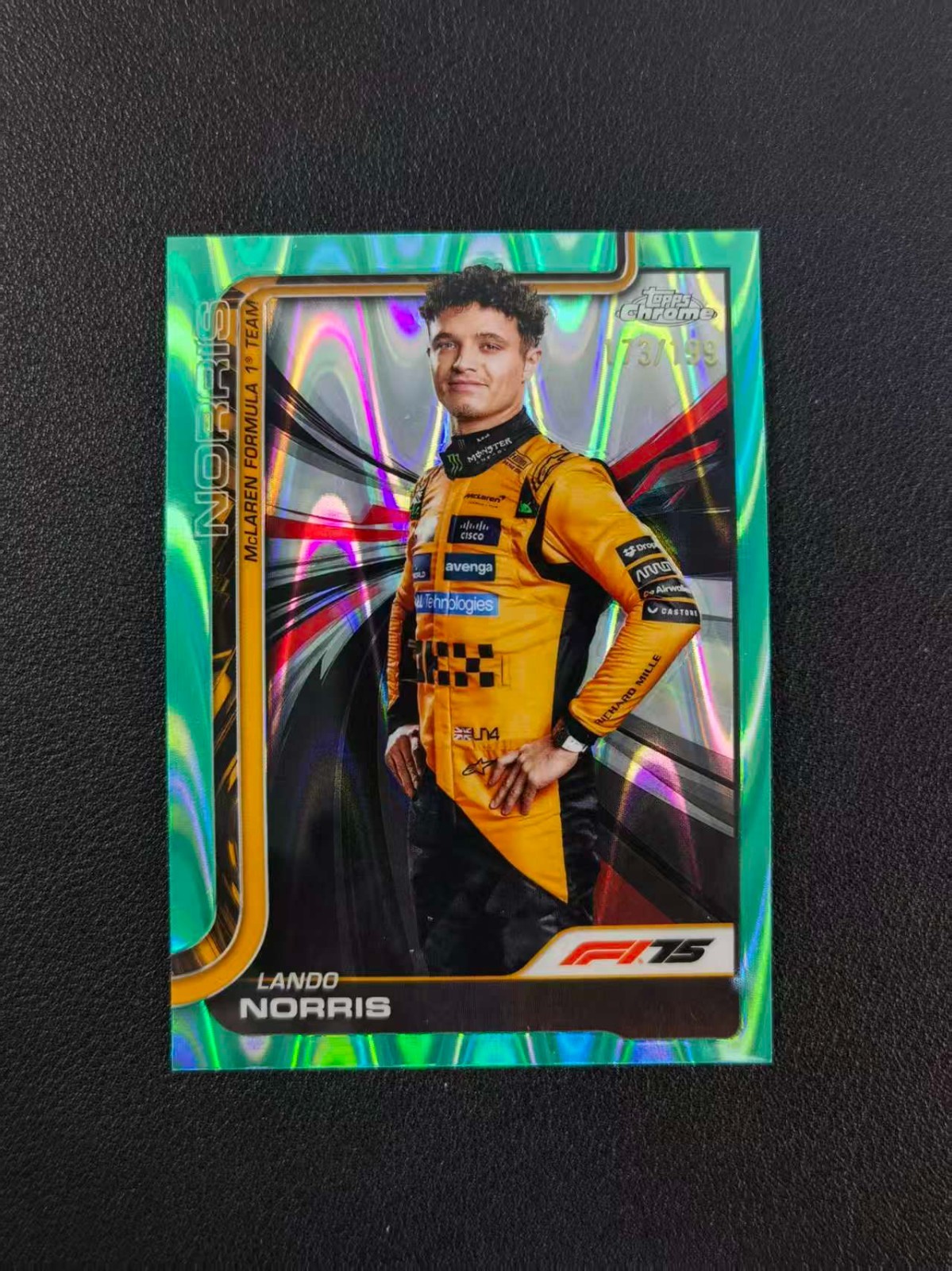 2025 Topps Chrome F1 Lando Norris Portrait Aqua RayWave 173/199 #5 YKG