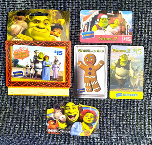 5 SHREK MOVIE Gift Cards BLOCKBUSTER & McDONALD'S No Value