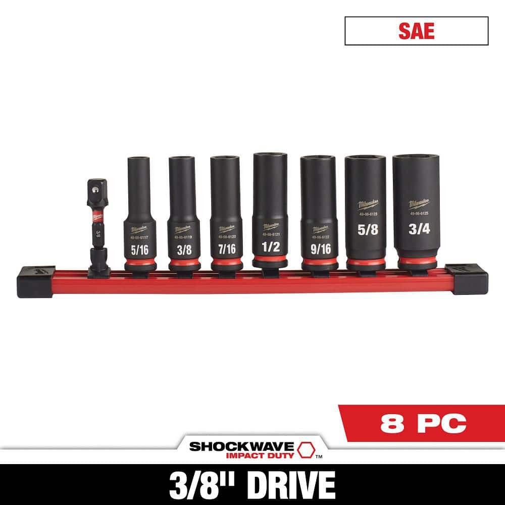 Milwaukee SHOCKWAVE Impact Duty 3/8" SAE Deep Impact Rated Socket Set (8-Piece)