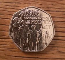 50p Fifty Pence Coin 1918 Representation of The People Act 2018