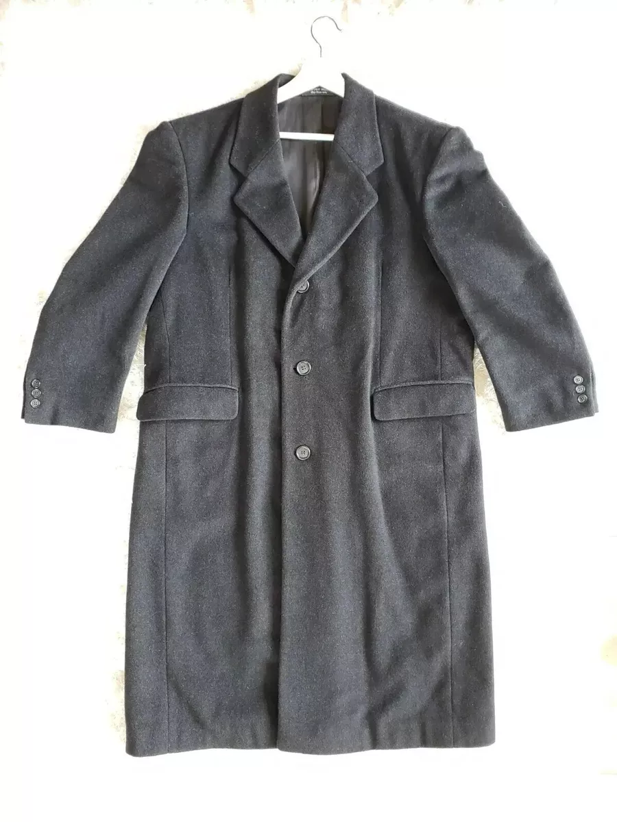 🌺Ron Chereskin Black Cashmere Blend Mens 3-button Overcoat Trench Coat  Italy